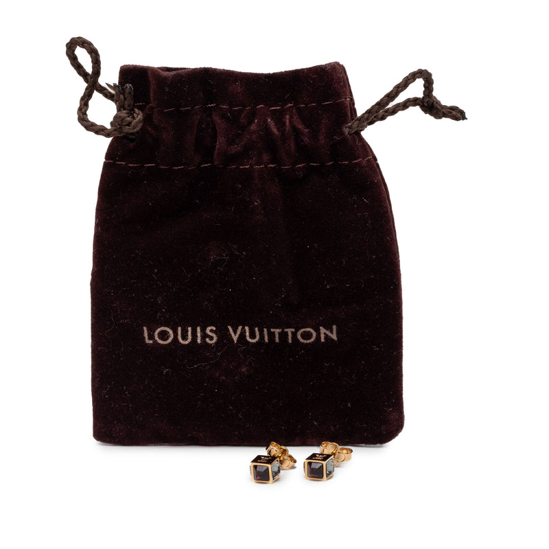 Gold Plated Strass Gamble Push Back Earrings - Image 10