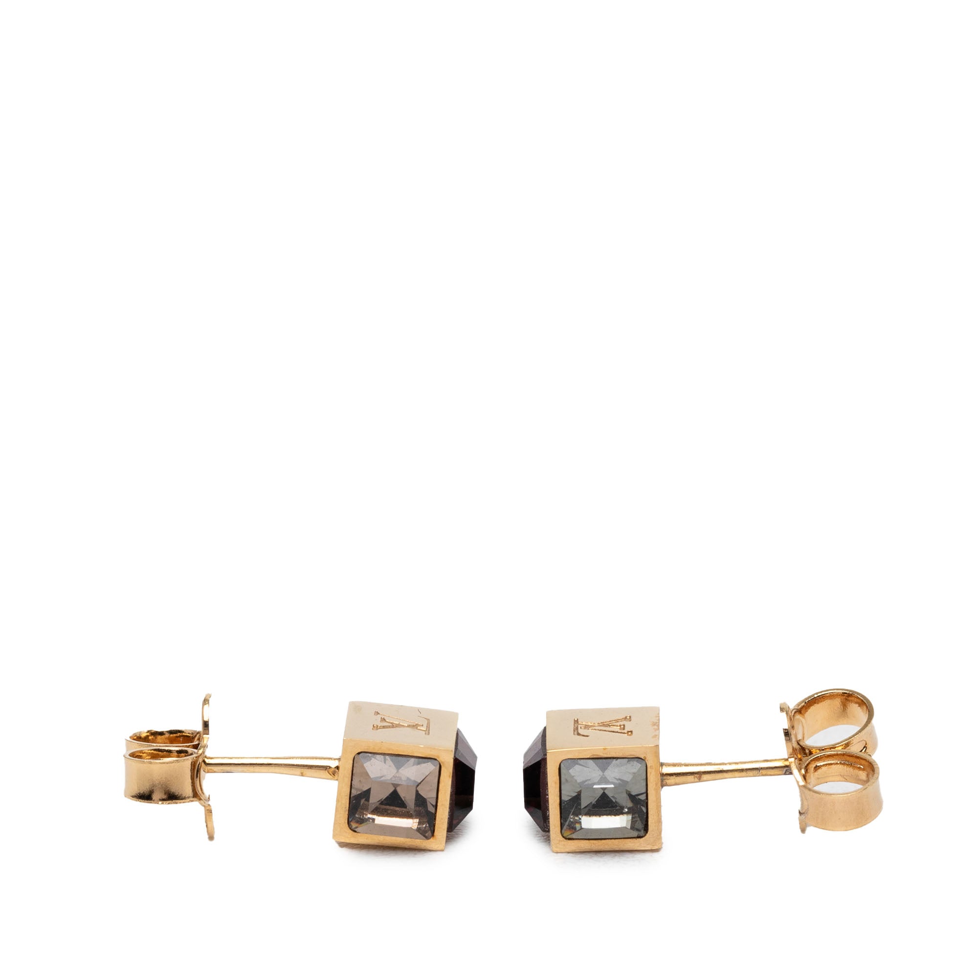 Gold Plated Strass Gamble Push Back Earrings - Image 3