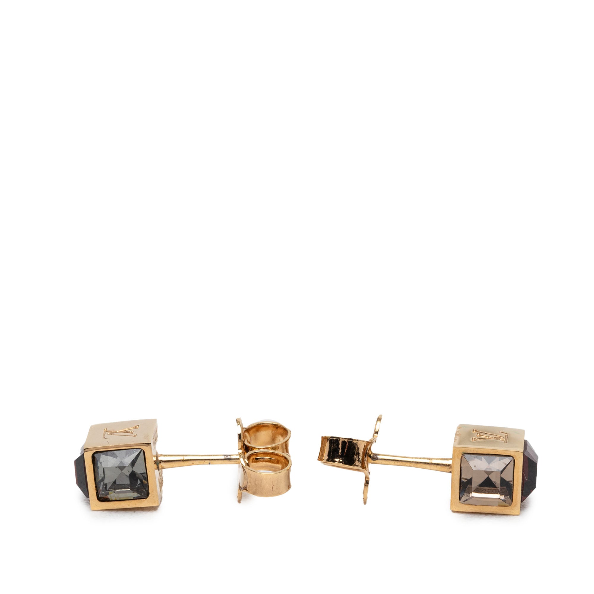 Gold Plated Strass Gamble Push Back Earrings - Image 4