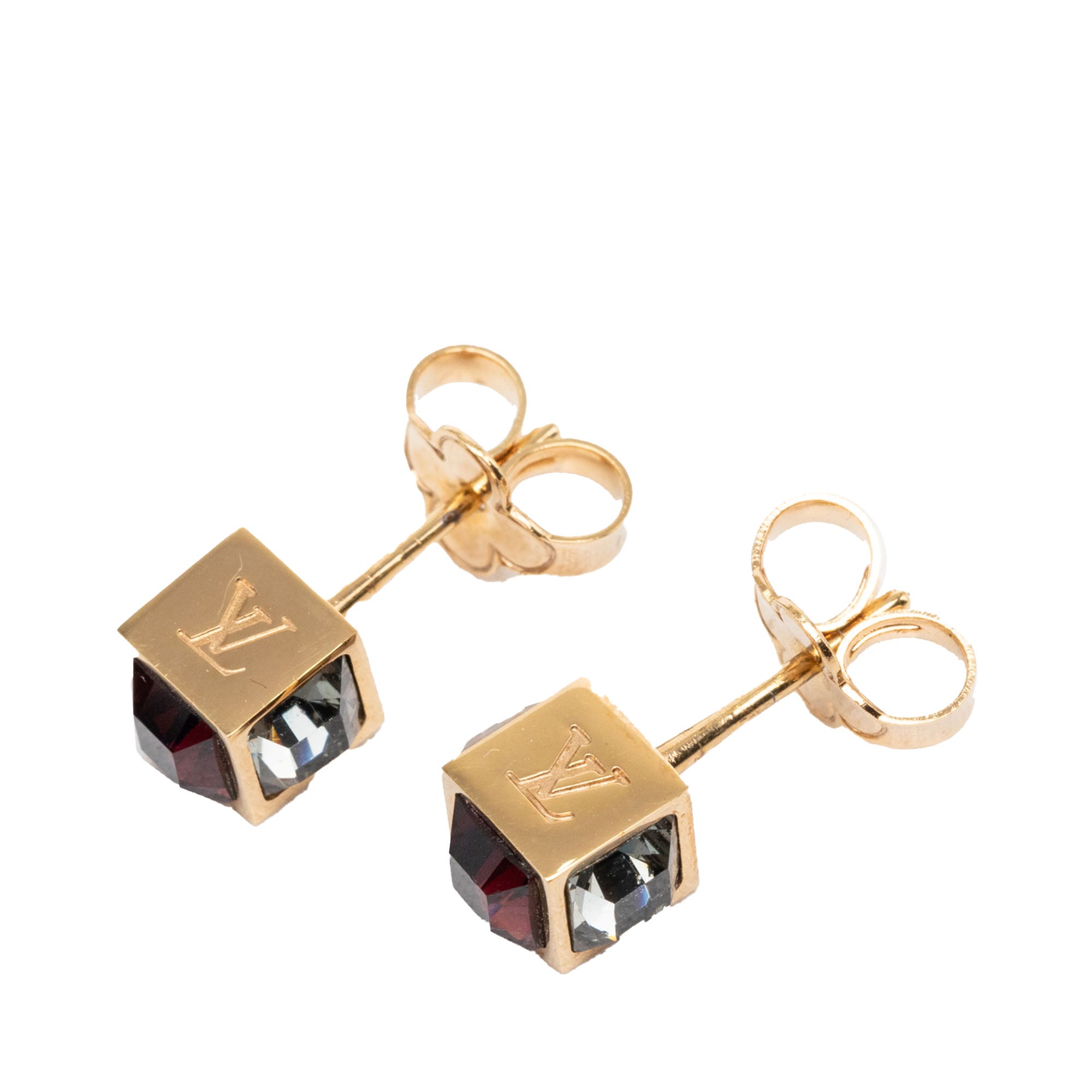 Gold Plated Strass Gamble Push Back Earrings - Image 5