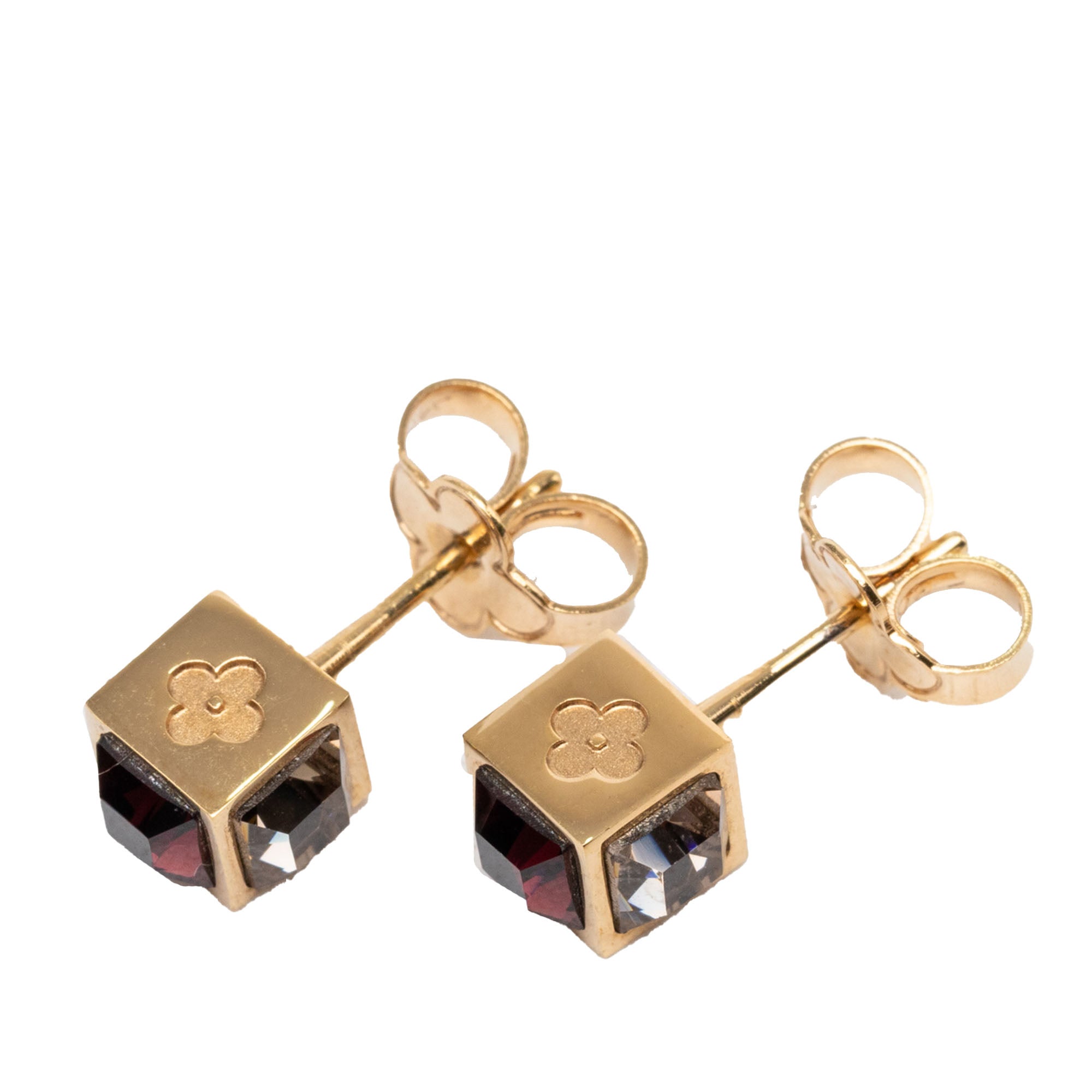 Gold Plated Strass Gamble Push Back Earrings - Image 6