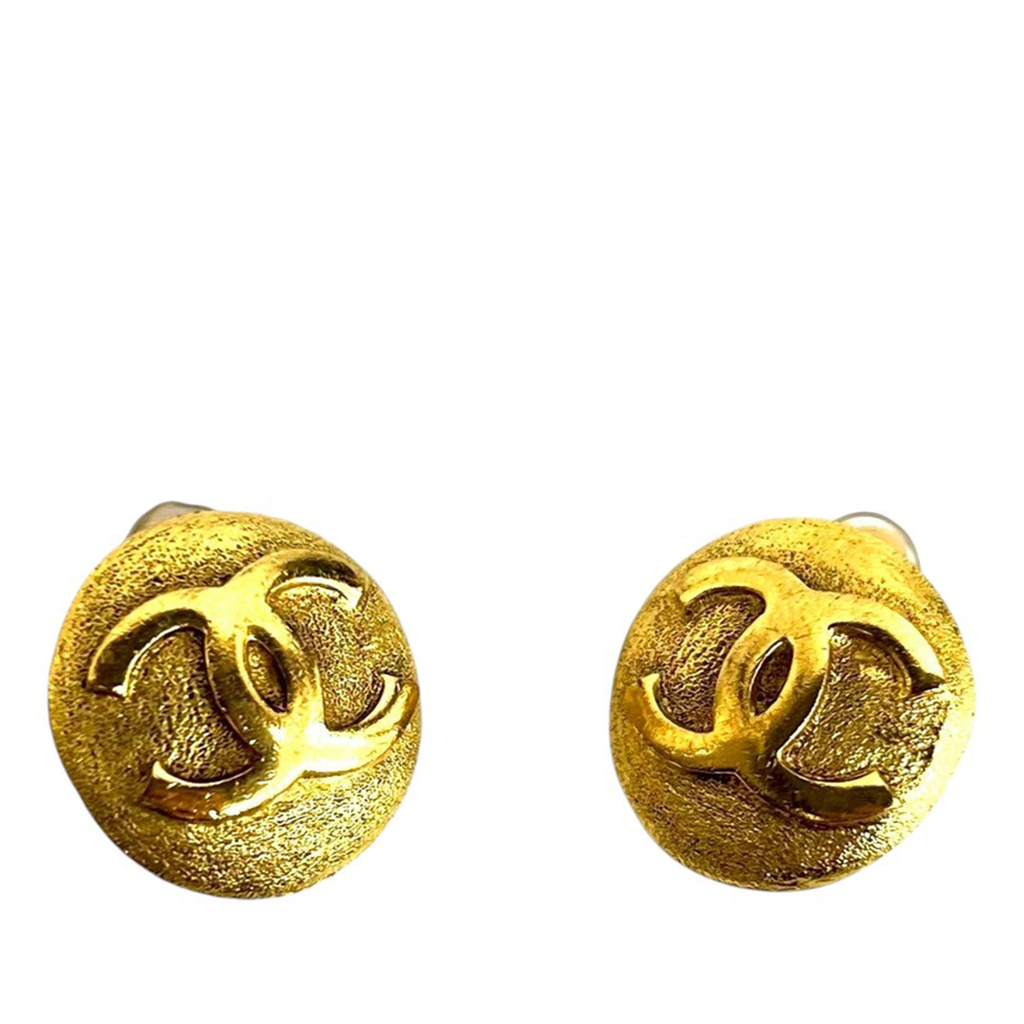 CC Gold Plated Round Clip On Earrings - Image 1
