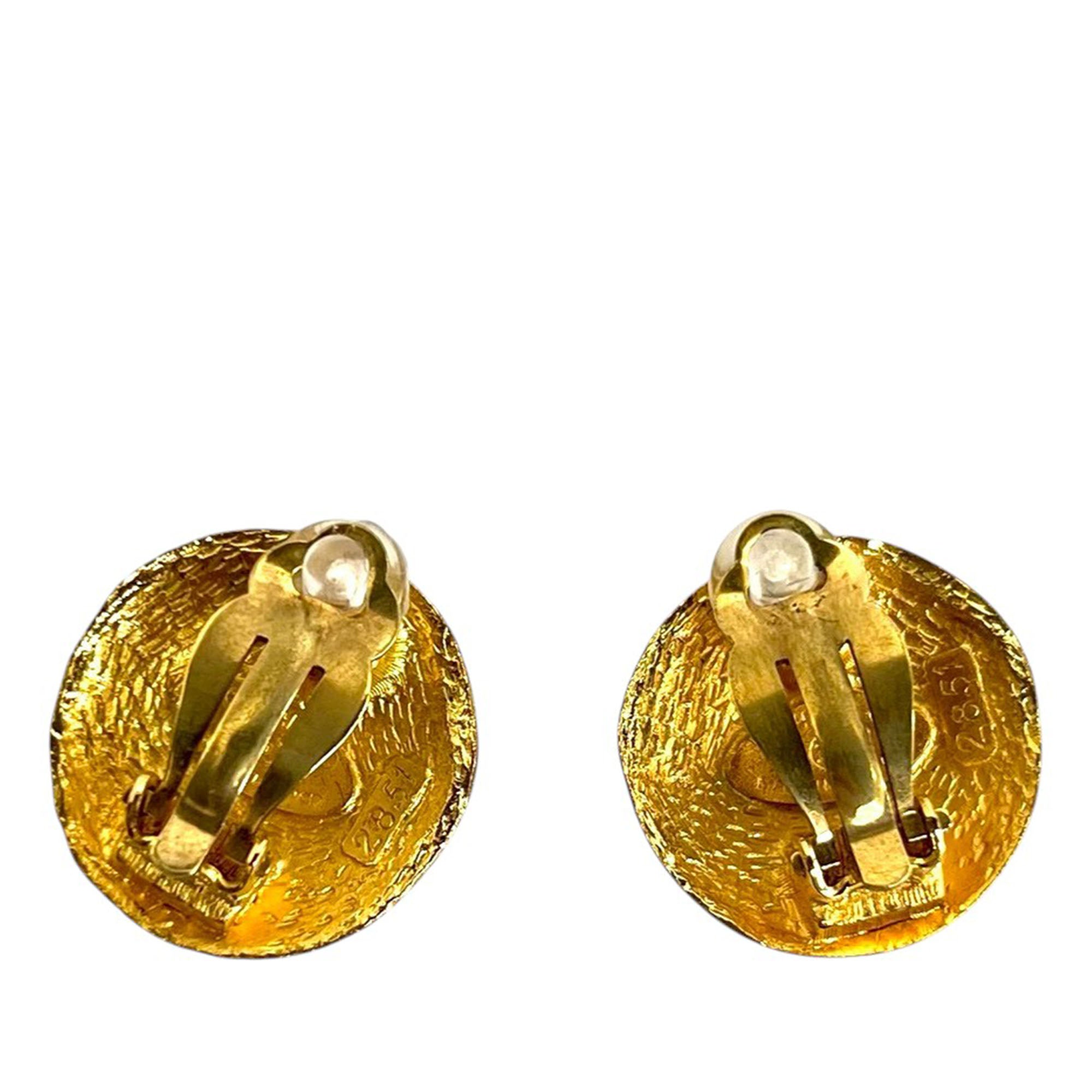 CC Gold Plated Round Clip On Earrings - Image 2