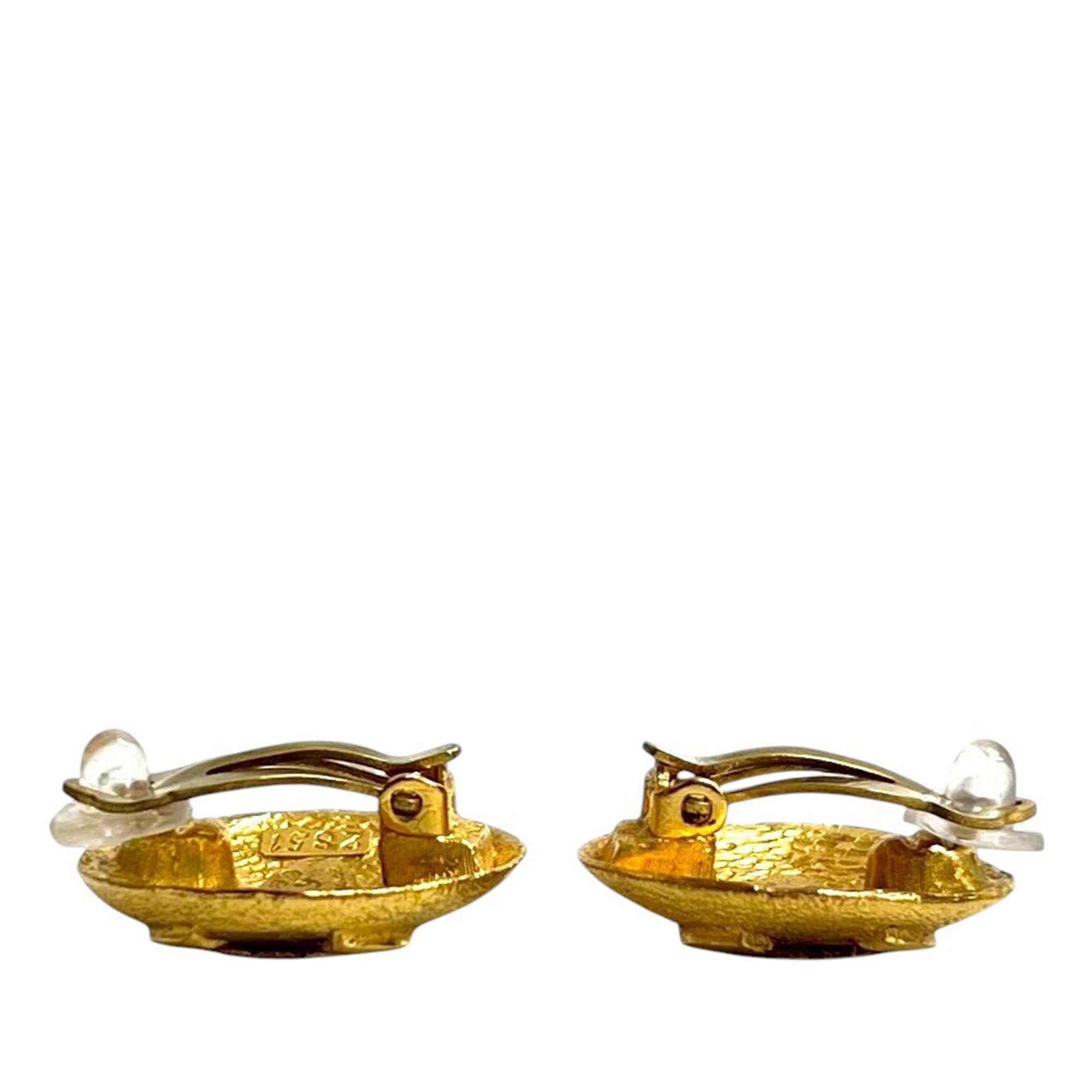 CC Gold Plated Round Clip On Earrings - Image 3