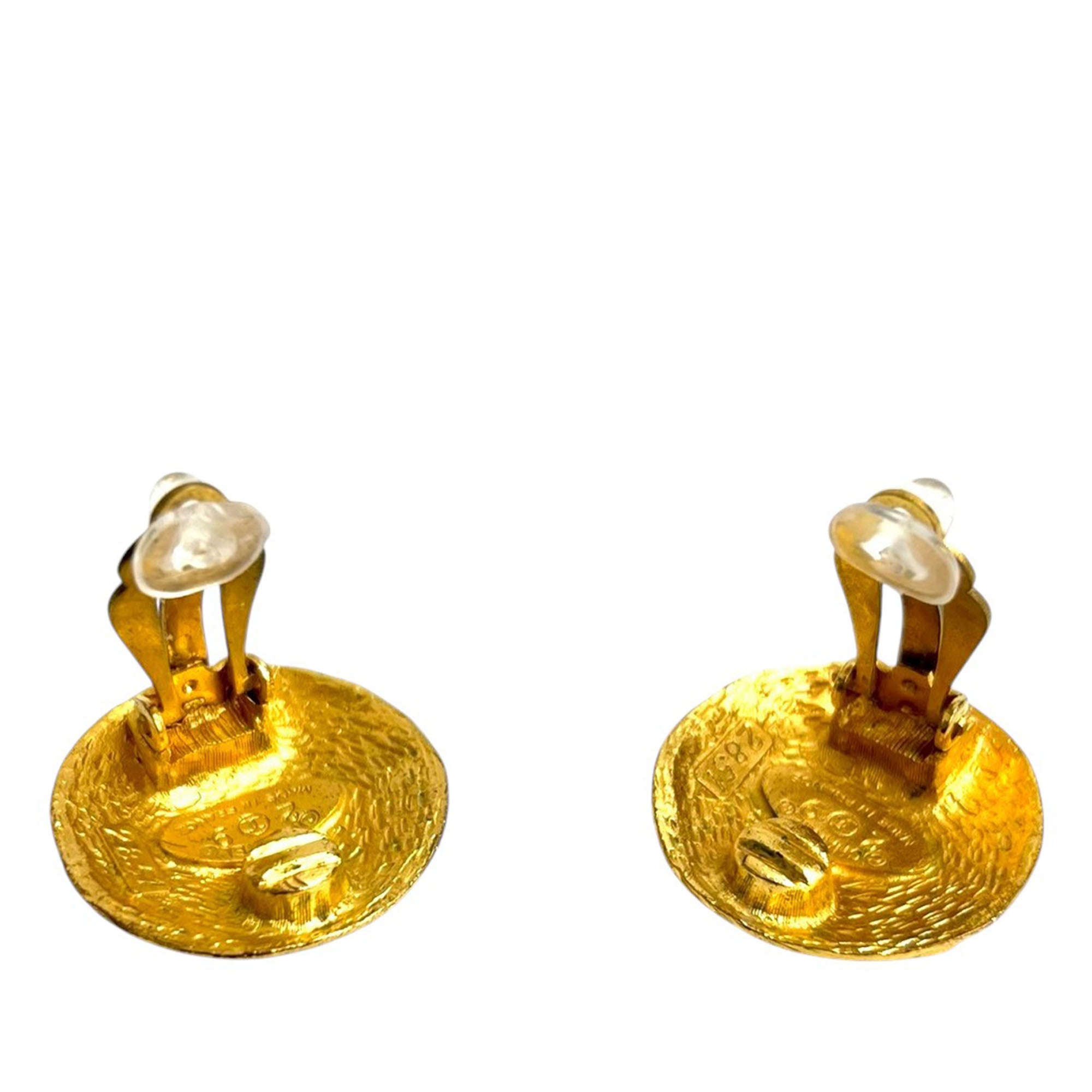 CC Gold Plated Round Clip On Earrings - Image 4