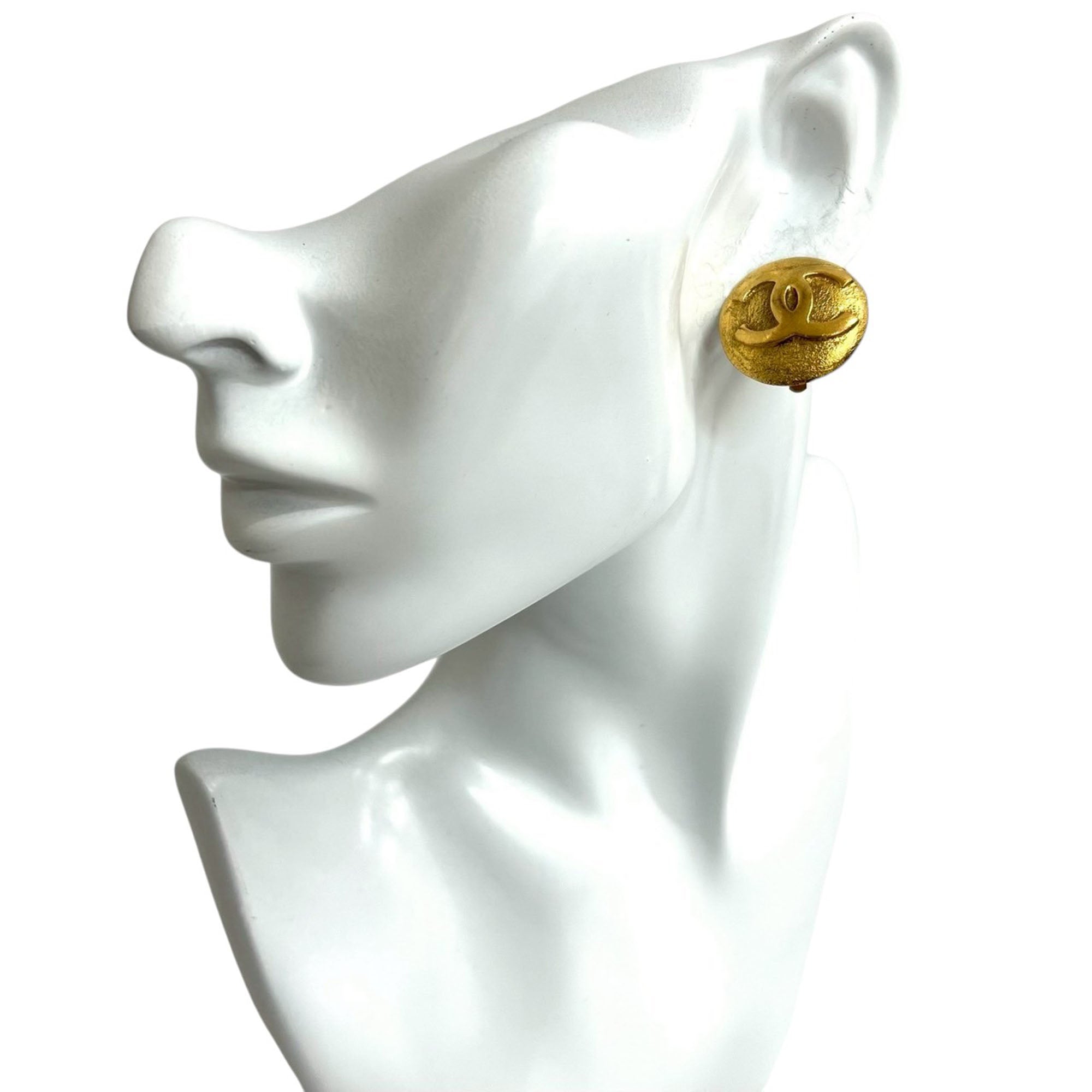 CC Gold Plated Round Clip On Earrings - Image 6