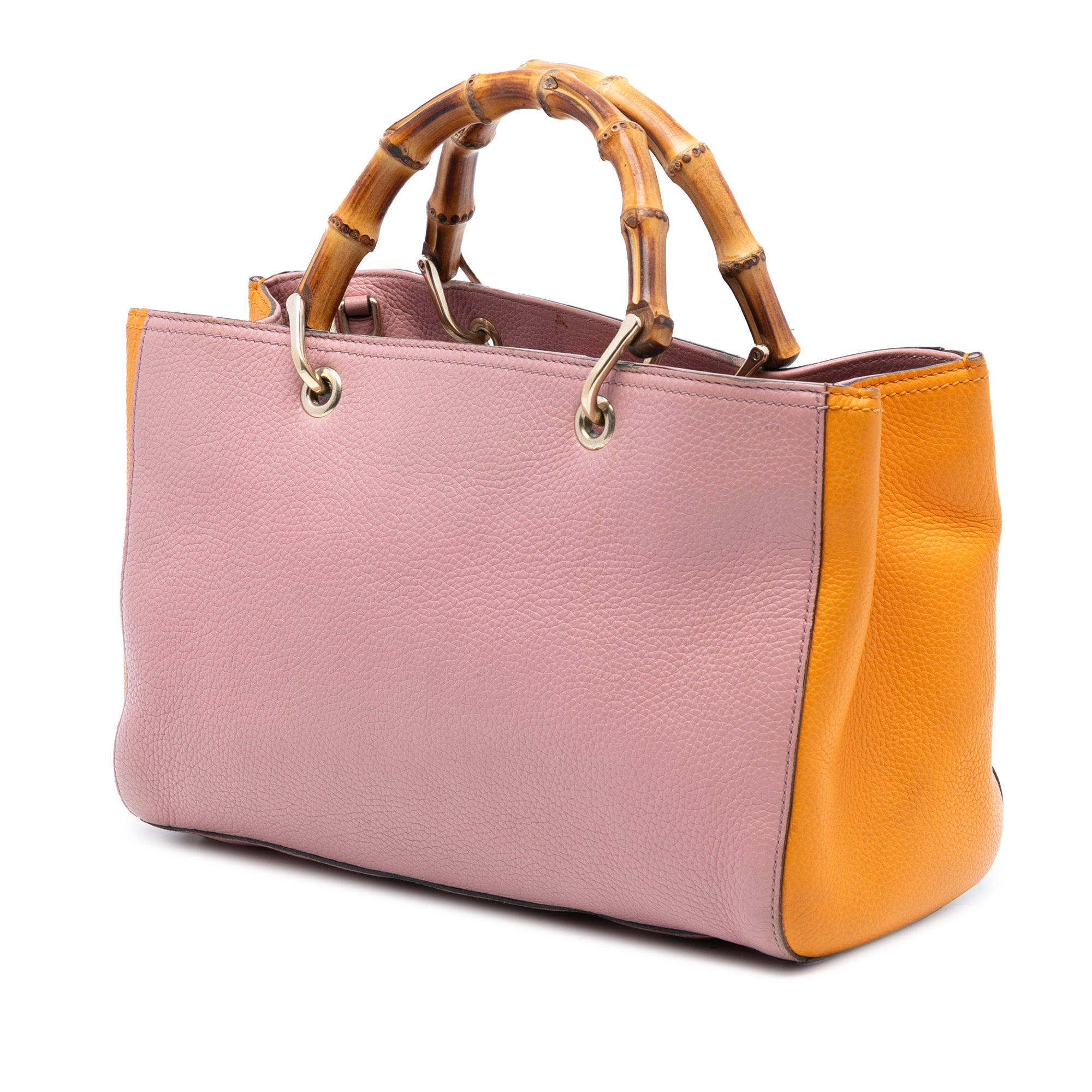 Medium Bicolor Calfskin Bamboo Shopper Satchel - Image 2
