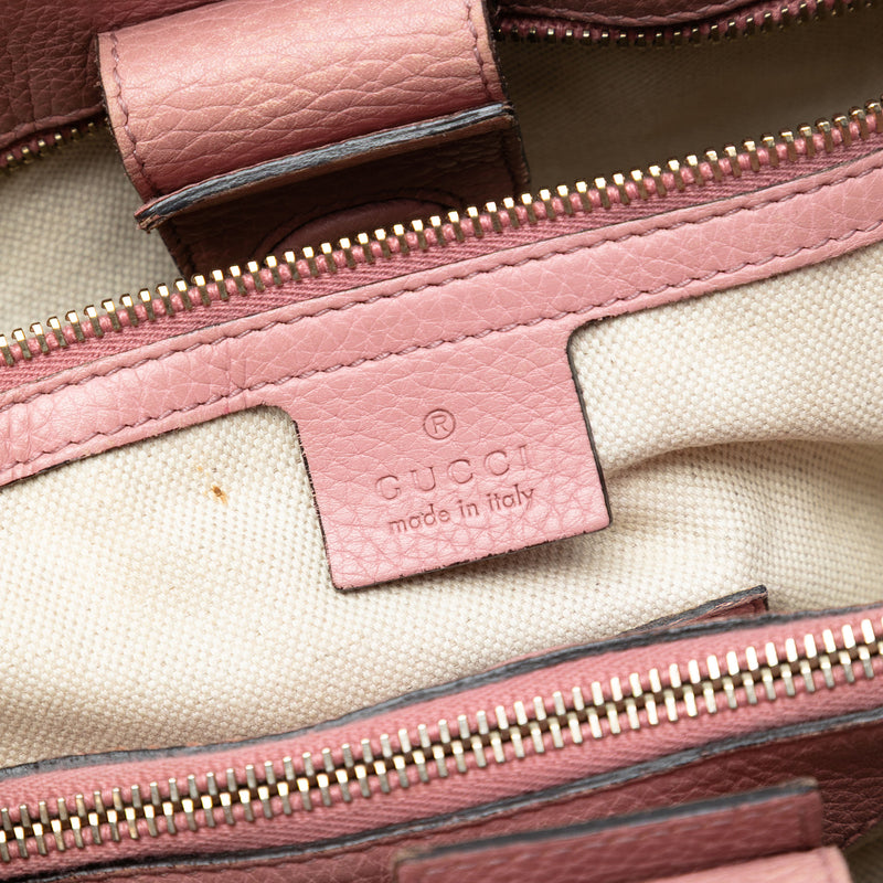 Medium Bicolor Calfskin Bamboo Shopper Satchel - Image 5