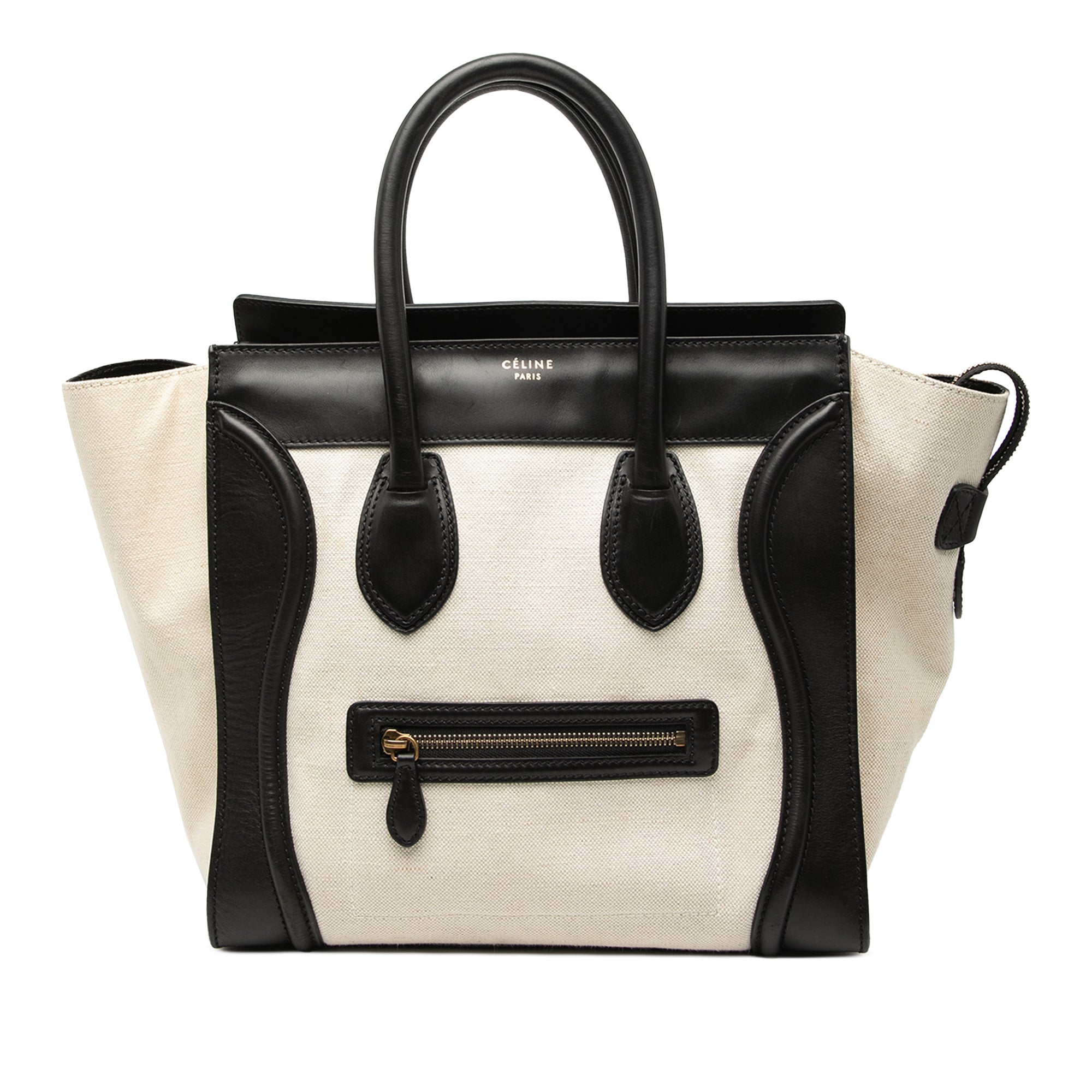 Mini Bicolor Canvas and Leather Luggage Tote - Image 1