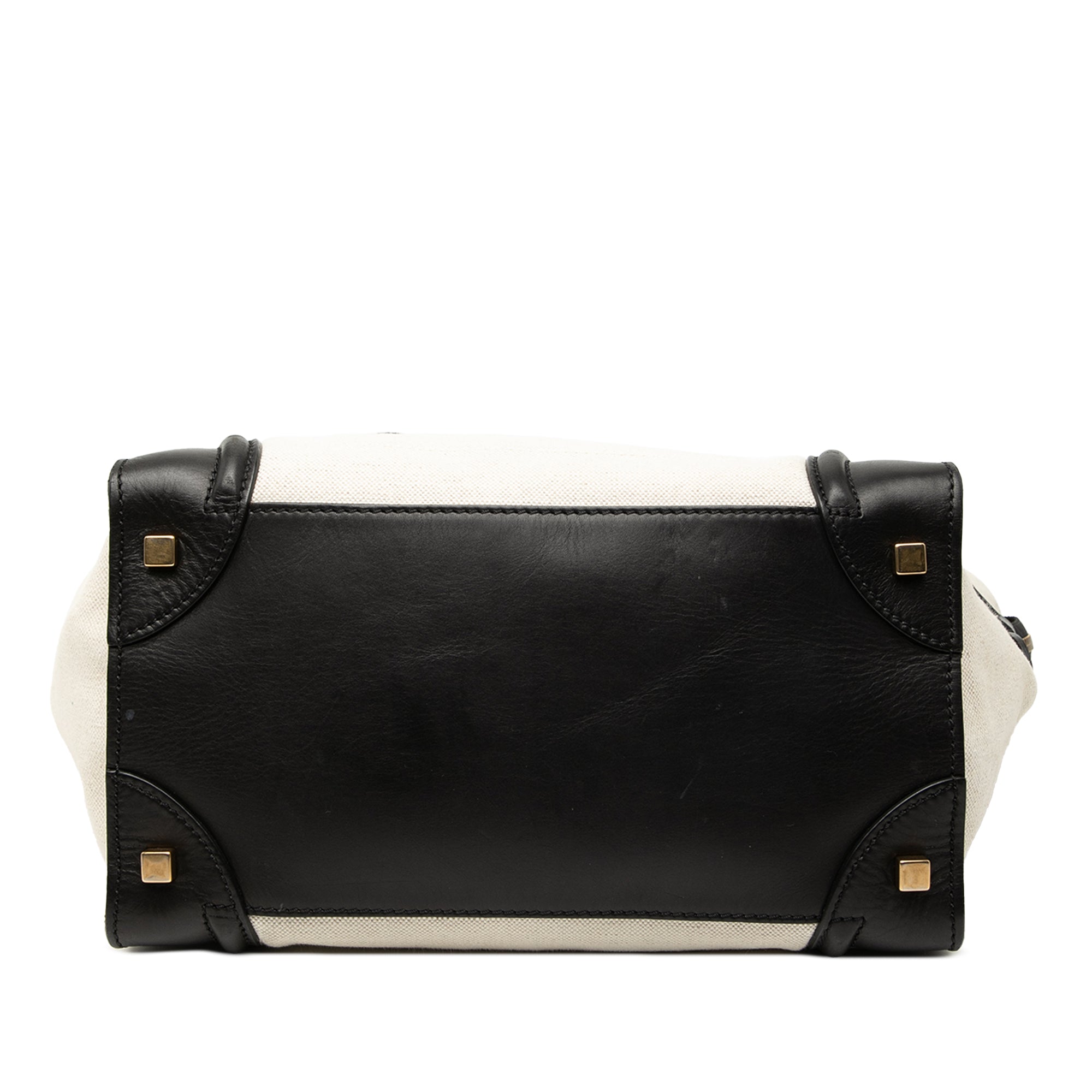 Mini Bicolor Canvas and Leather Luggage Tote - Image 3