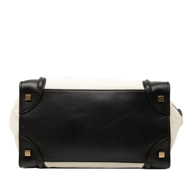 Mini Bicolor Canvas and Leather Luggage Tote - Image 3