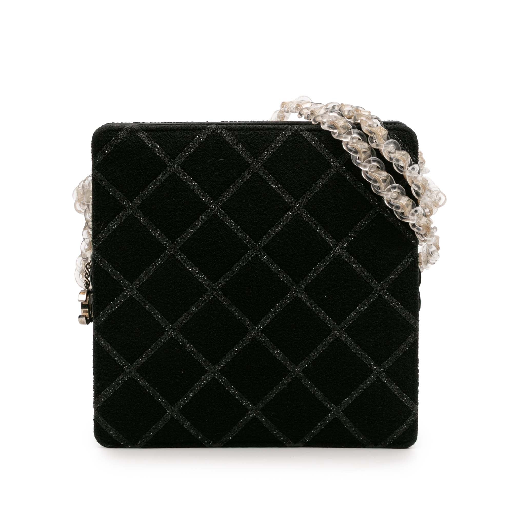 Tweed and Resin Zipped Chain Shopping Bag - Image 1