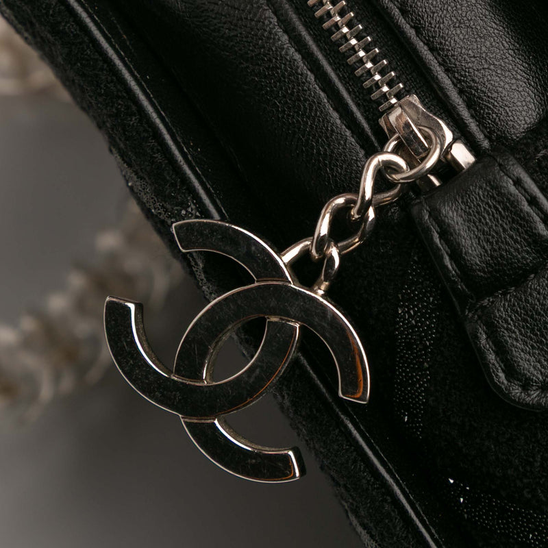 Tweed and Resin Zipped Chain Shopping Bag - Image 7