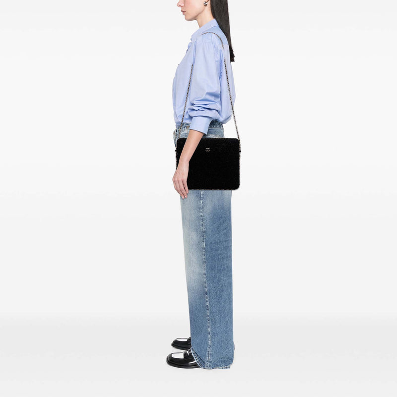 CC Tweed Chain Around Tablet Holder Crossbody - Image 7