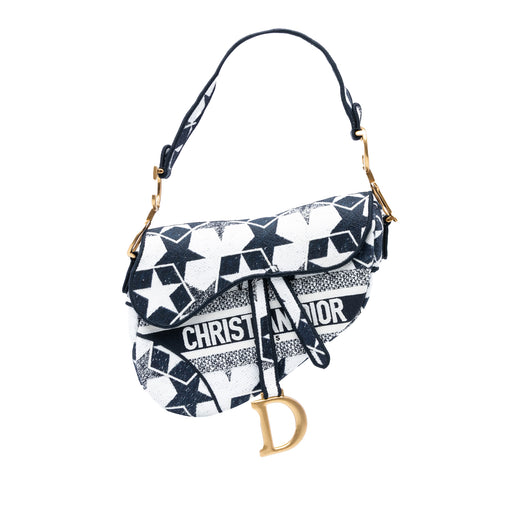 Embroidered Canvas Stars Saddle Bag - Image 1