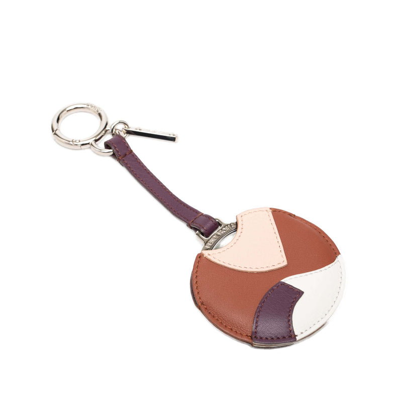Silver Plated and Calfskin Compact Mirror Bag Charm