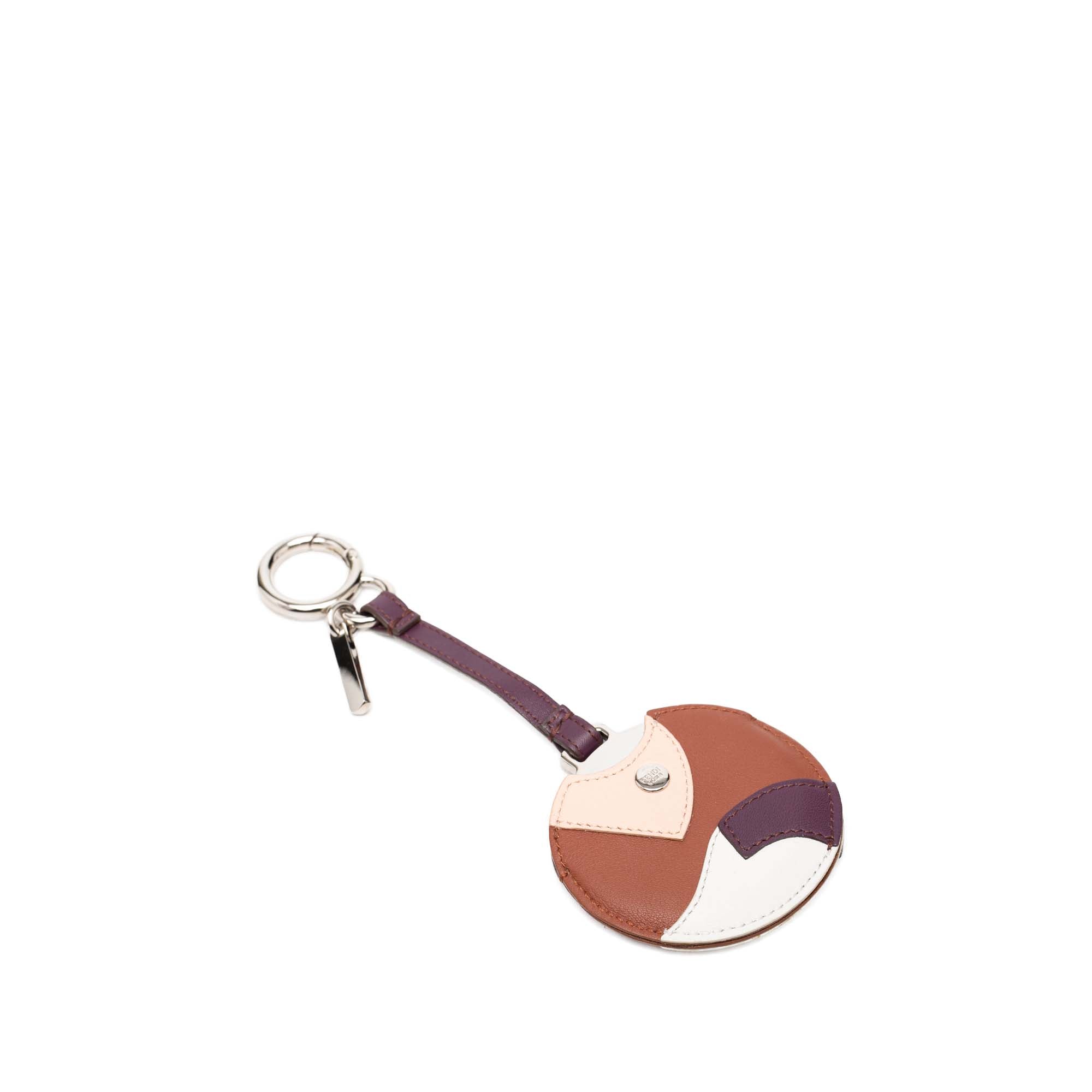 Silver Plated and Calfskin Compact Mirror Bag Charm - Image 2