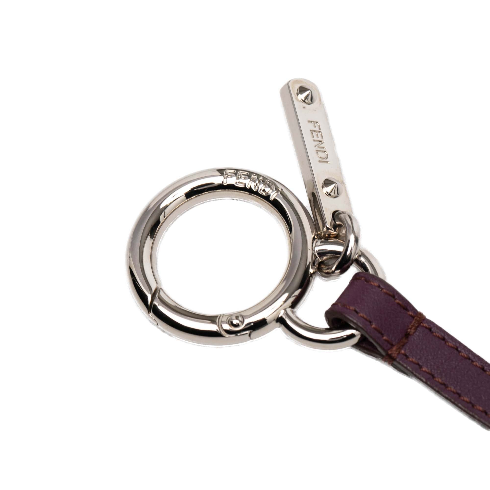 Silver Plated and Calfskin Compact Mirror Bag Charm - Image 4