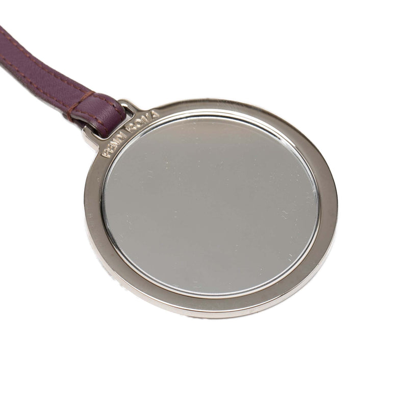 Silver Plated and Calfskin Compact Mirror Bag Charm - Image 5
