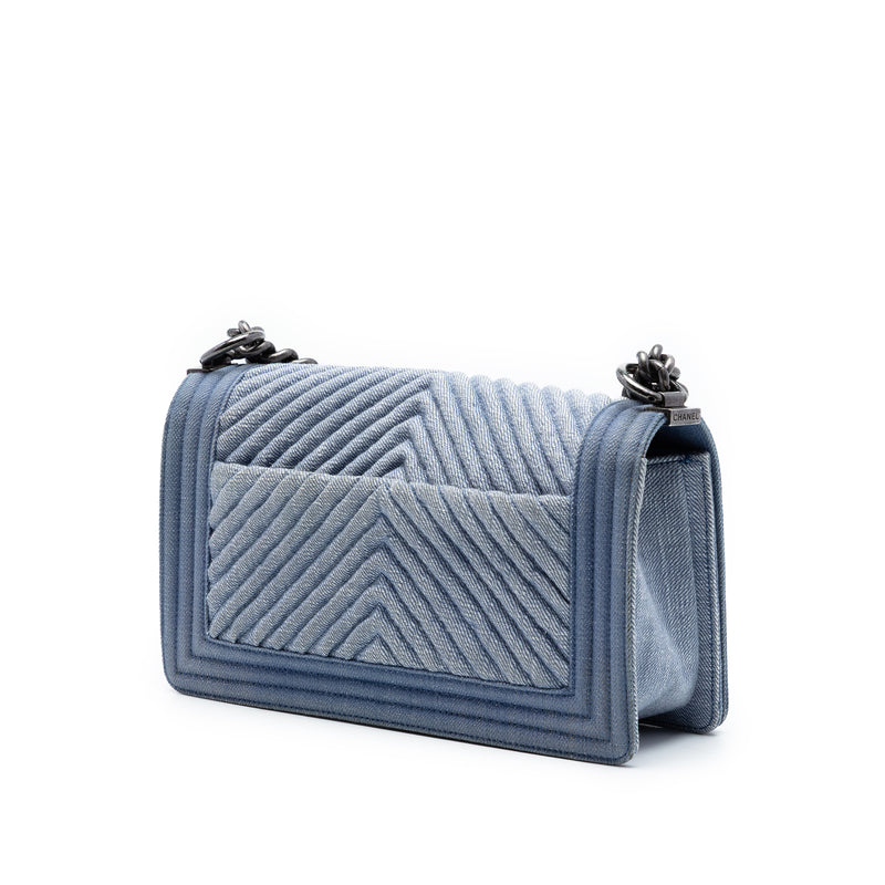Old Medium Chevron Denim Boy Flap - Image 2