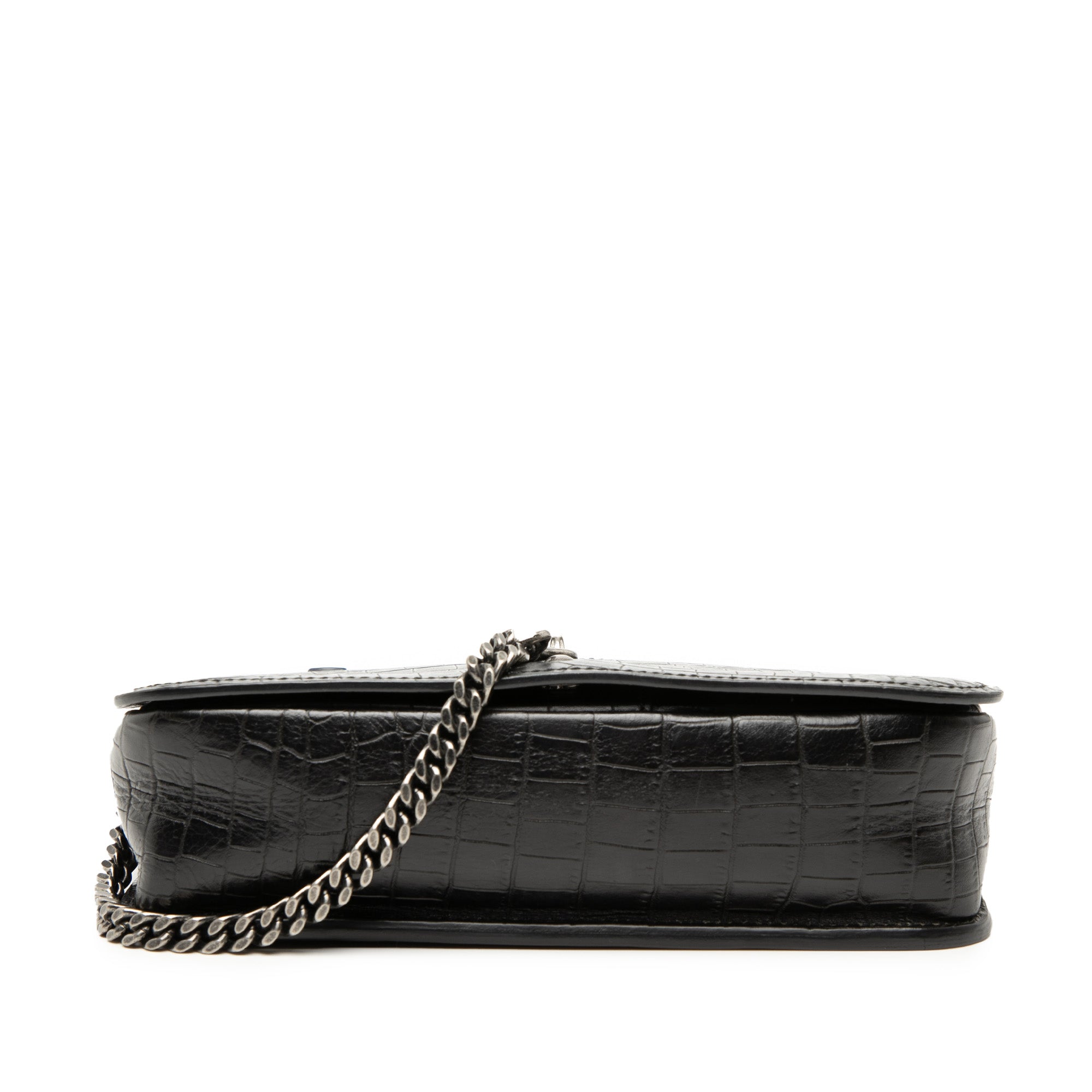 Medium Croc Embossed Leather Charlotte Messenger Bag - Image 3