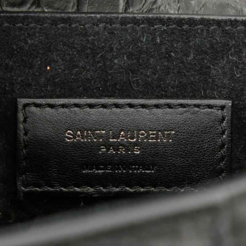 Medium Croc Embossed Leather Charlotte Messenger Bag - Image 5