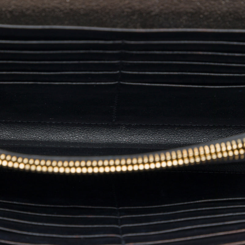 Metallic Grain De Poudre Matelasse Chevron Monogram Chain Wallet - Image 4
