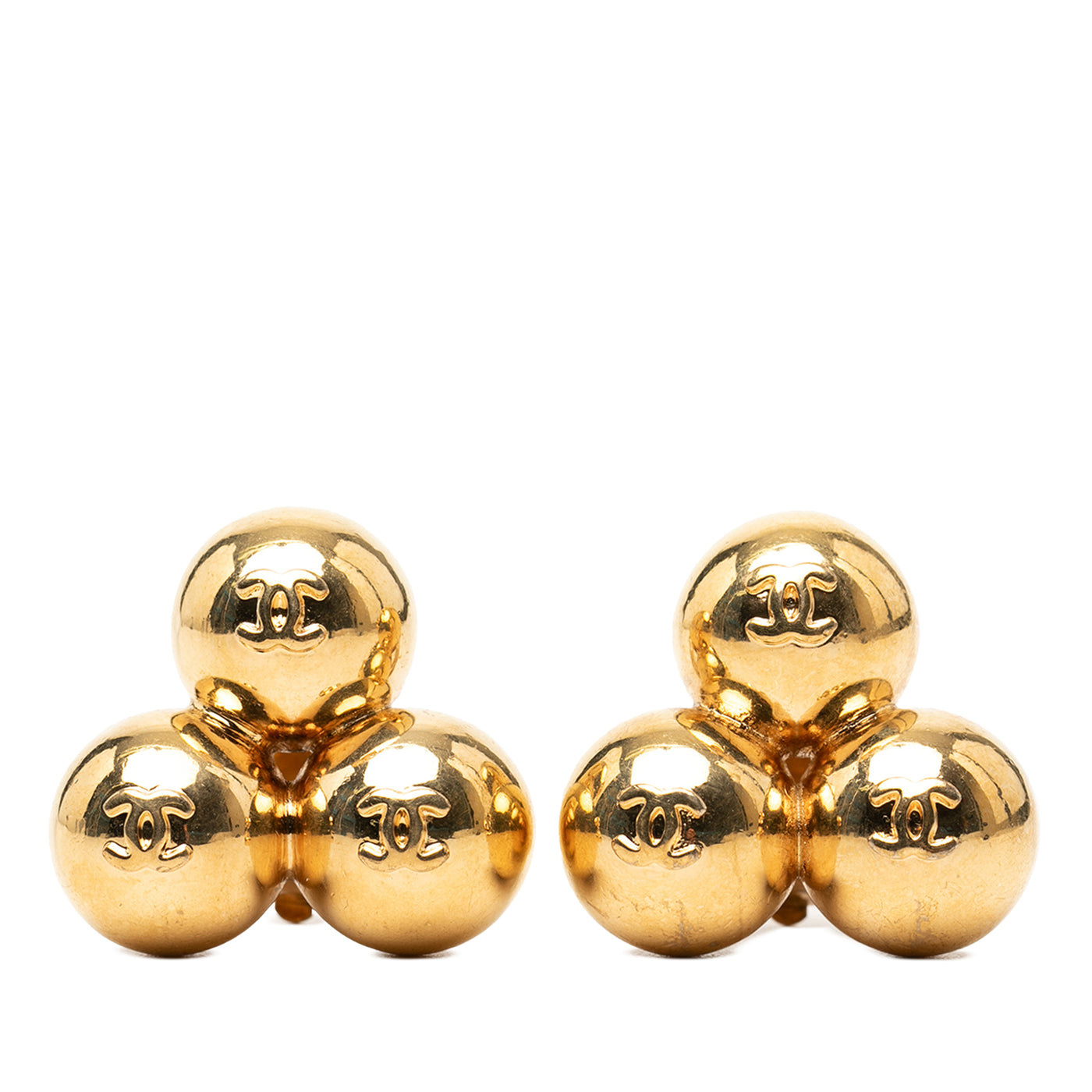 CC Gold Plated Spheres Clip On Earrings - Image 1