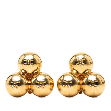 CC Gold Plated Spheres Clip On Earrings - Image 1