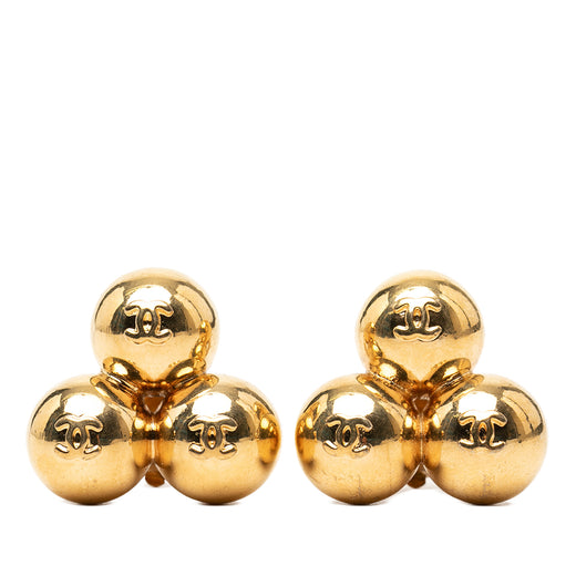 CC Gold Plated Spheres Clip On Earrings - Image 1
