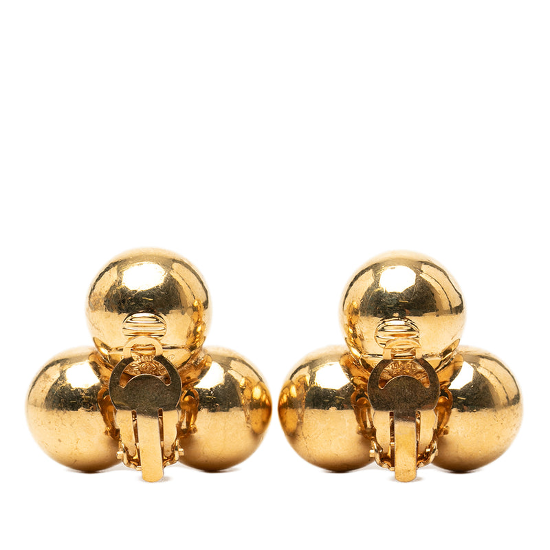 CC Gold Plated Spheres Clip On Earrings - Image 2