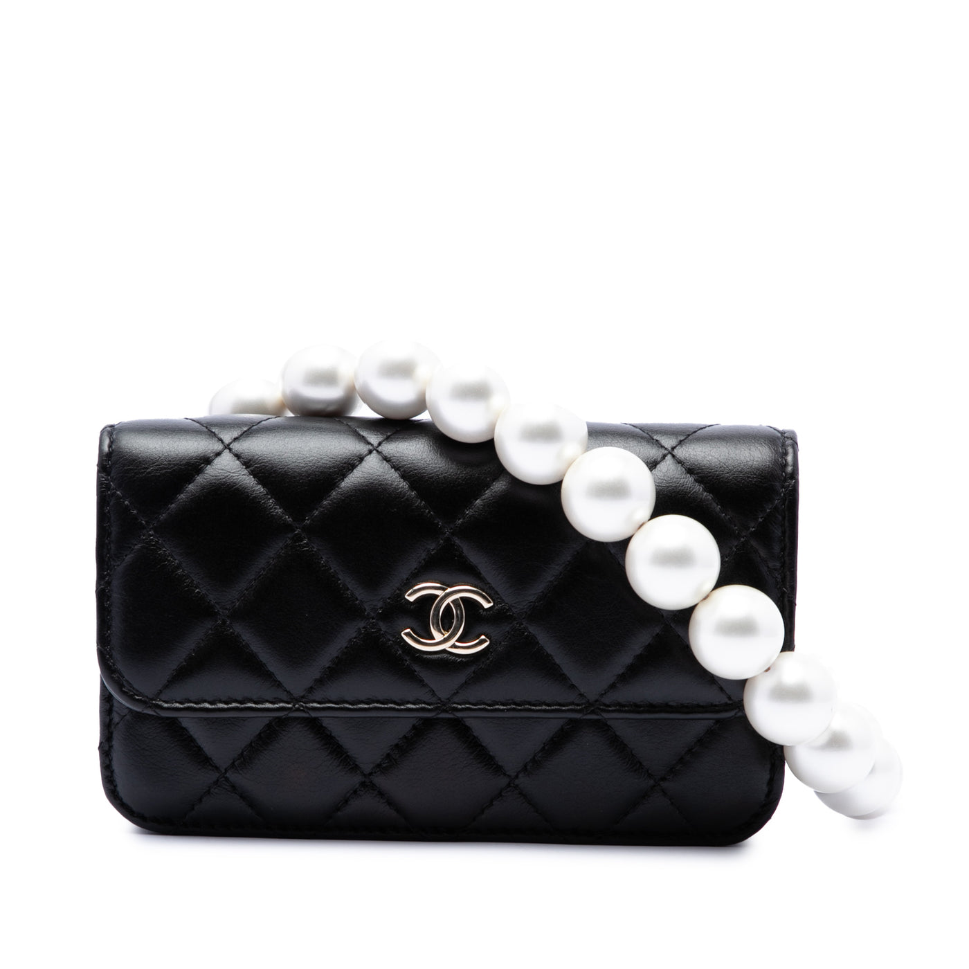 Quilted Lambskin Maxi Pearls Clutch With Chain - Image 1