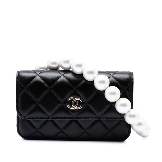 Quilted Lambskin Maxi Pearls Clutch With Chain - Image 1