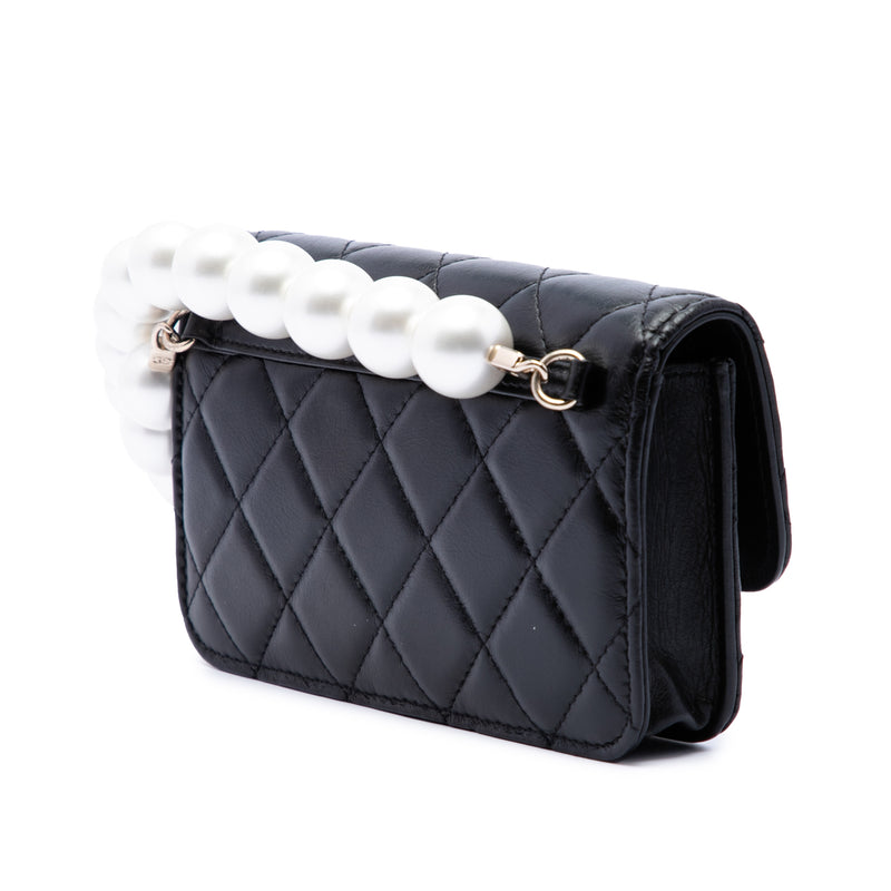 Quilted Lambskin Maxi Pearls Clutch With Chain - Image 2