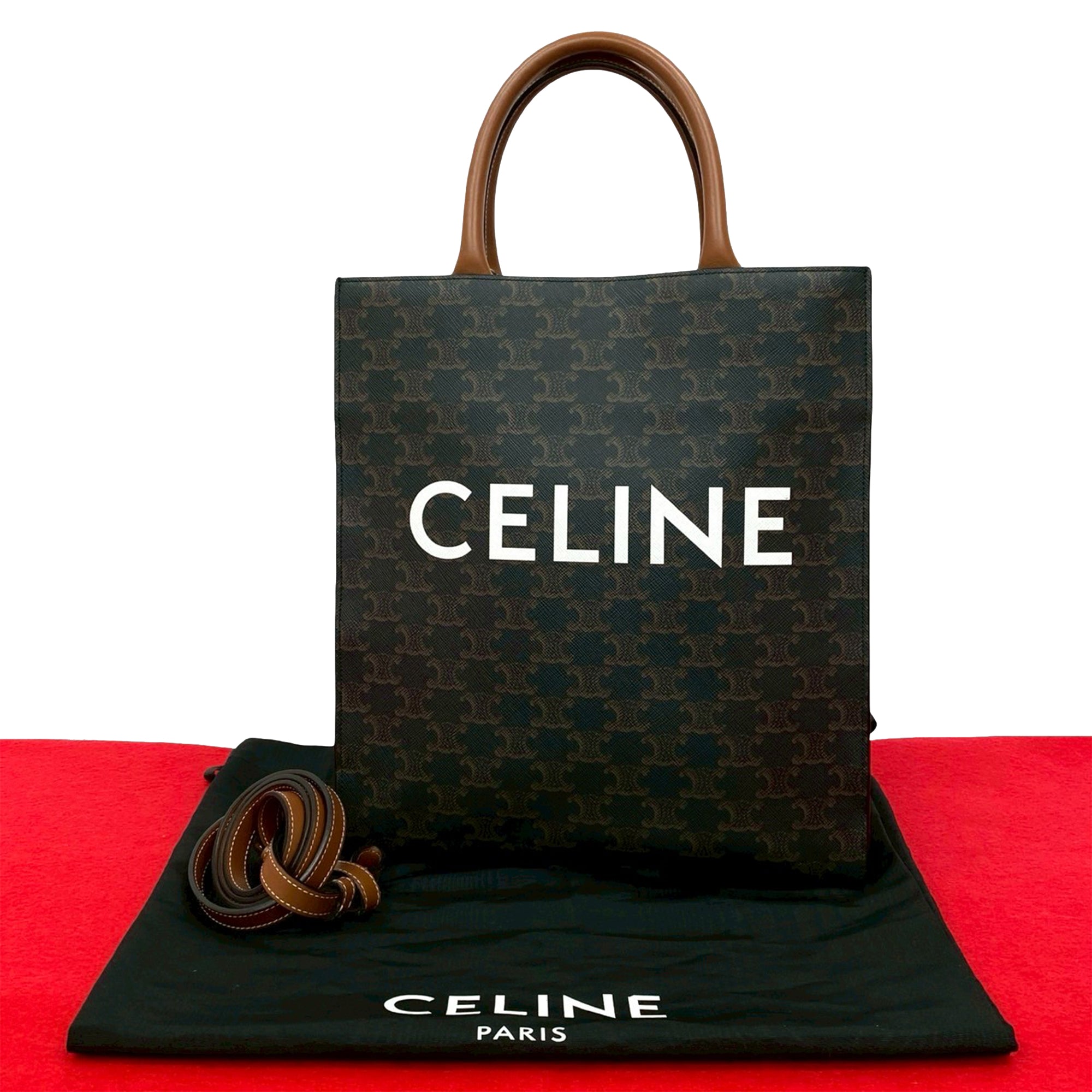 Small Triomphe Coated Canvas Vertical Cabas Tote - Image 10