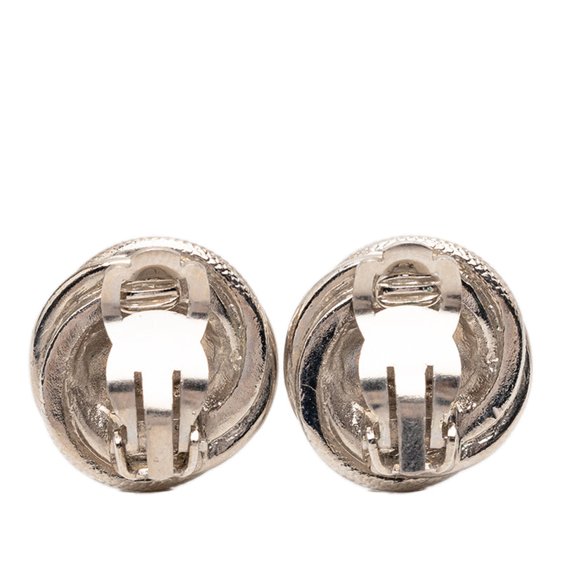 CC Silver Plated Round Clip on Earrings - Image 2