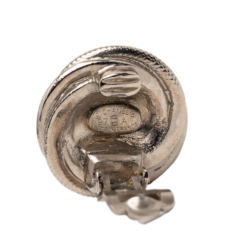 CC Silver Plated Round Clip on Earrings - Image 3