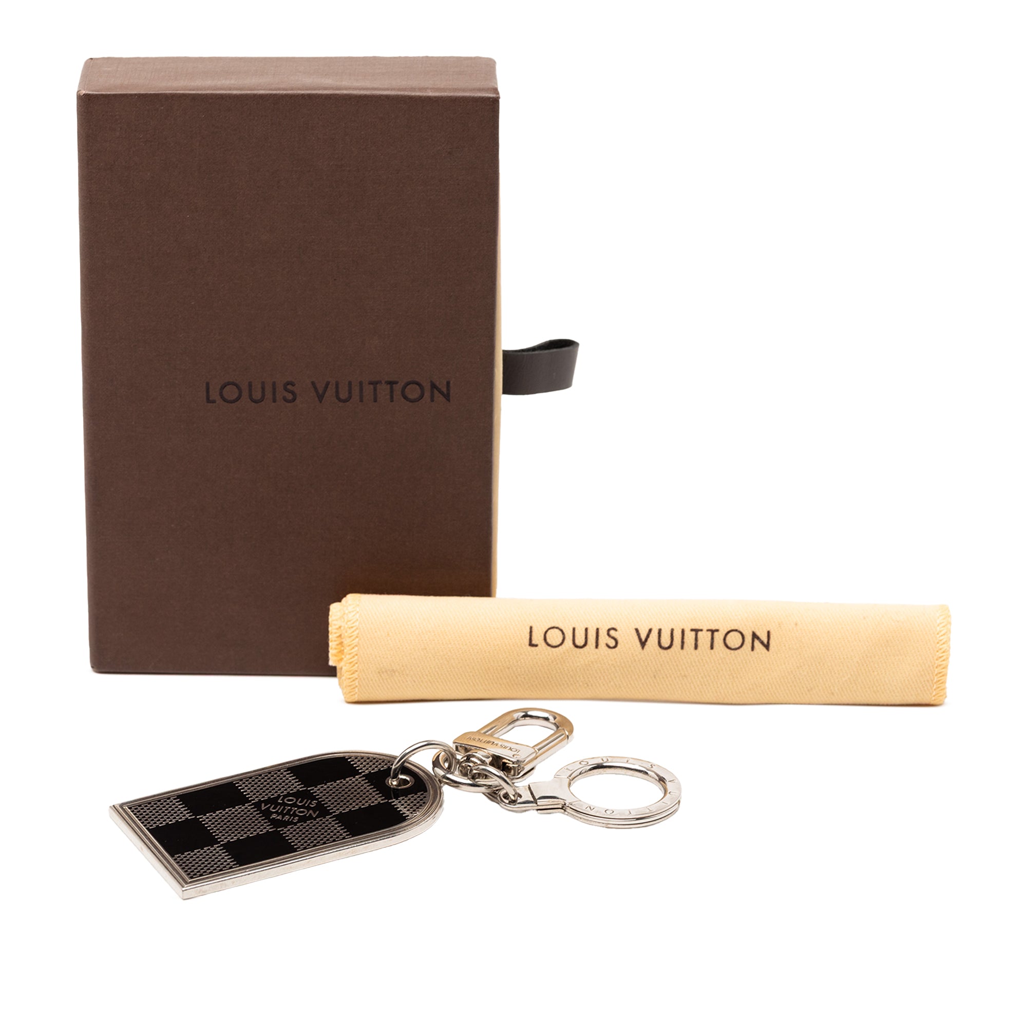 Brass Damier Porte Cles Address Bag Charm and Key Holder - Image 6