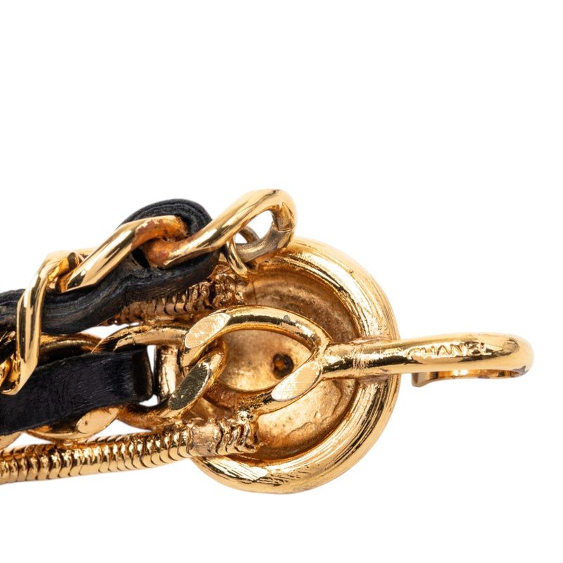 Gold Plated Leather Woven Chain Medallion Belt - Image 3