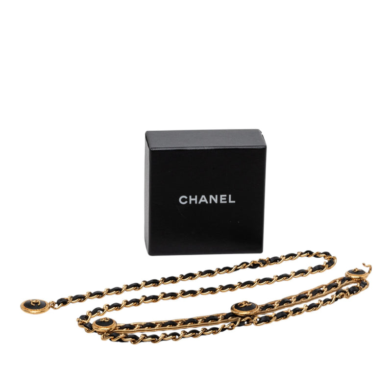 Gold Plated Leather Woven Chain Medallion Belt - Image 4