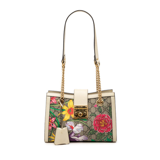 Small GG Supreme Flora Padlock Tote - Image 1