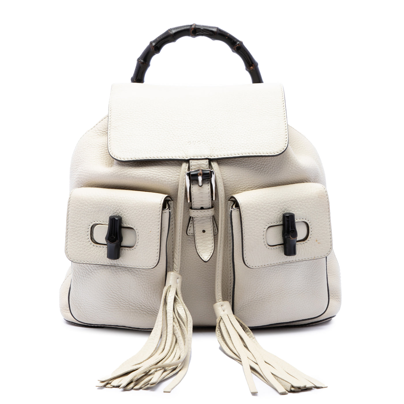 Grained Calfskin Bamboo Tassel Backpack - Image 1