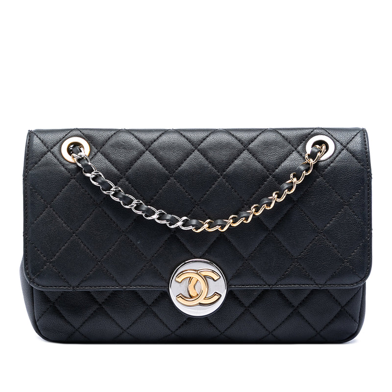 Quilted Lambskin Turn and Lock Flap