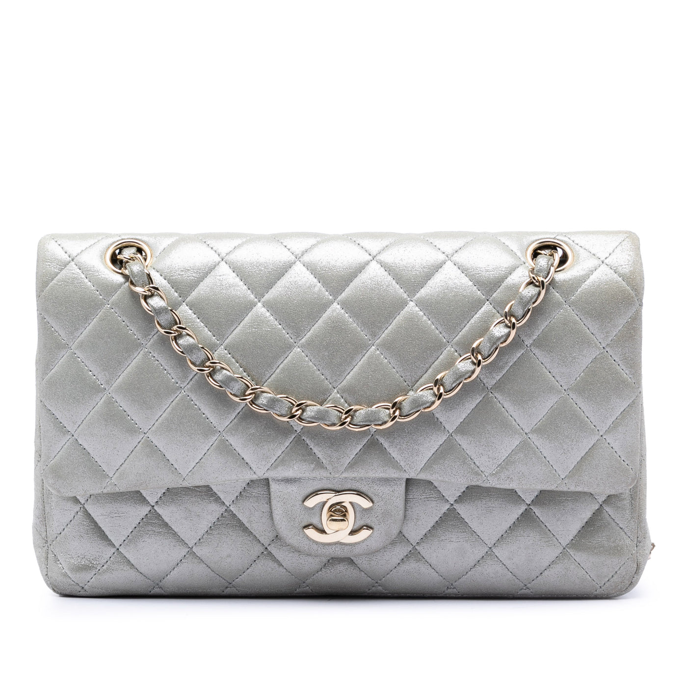 Medium Classic Iridescent Lambskin Double Flap - Image 1