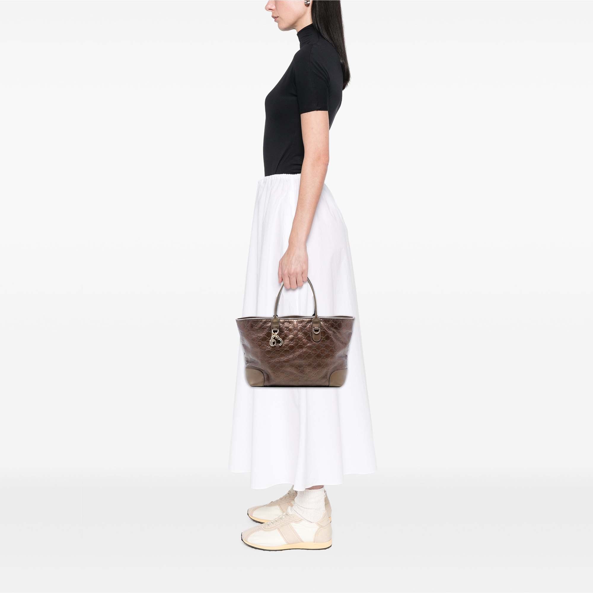 Metallic Guccissima Heart Bit Tote - Image 7