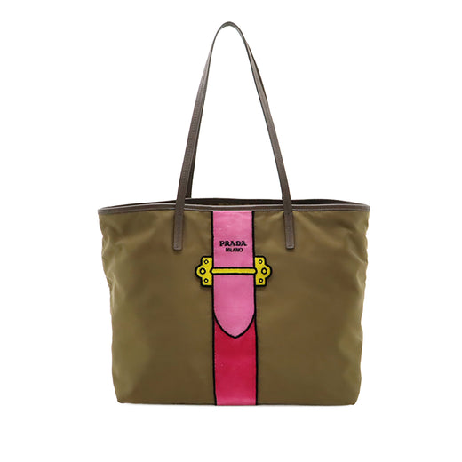 Saffiano Trimmed Tessuto Velluto Ricamo Trompe L oeil Tote - Image 1