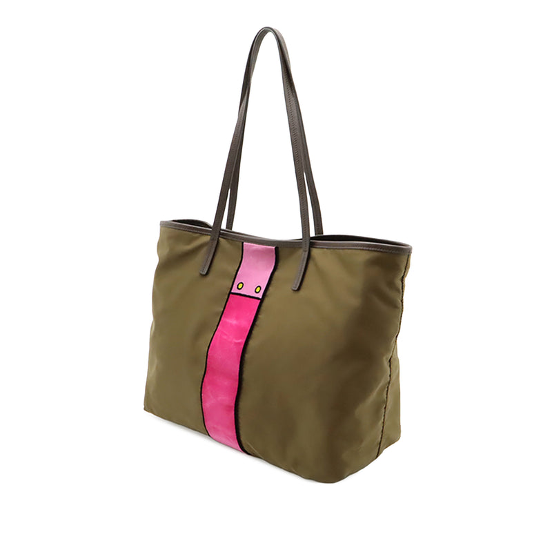 Saffiano Trimmed Tessuto Velluto Ricamo Trompe L oeil Tote - Image 2