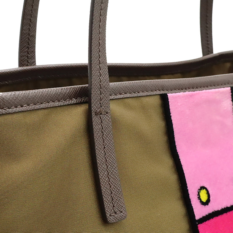 Saffiano Trimmed Tessuto Velluto Ricamo Trompe L oeil Tote - Image 6