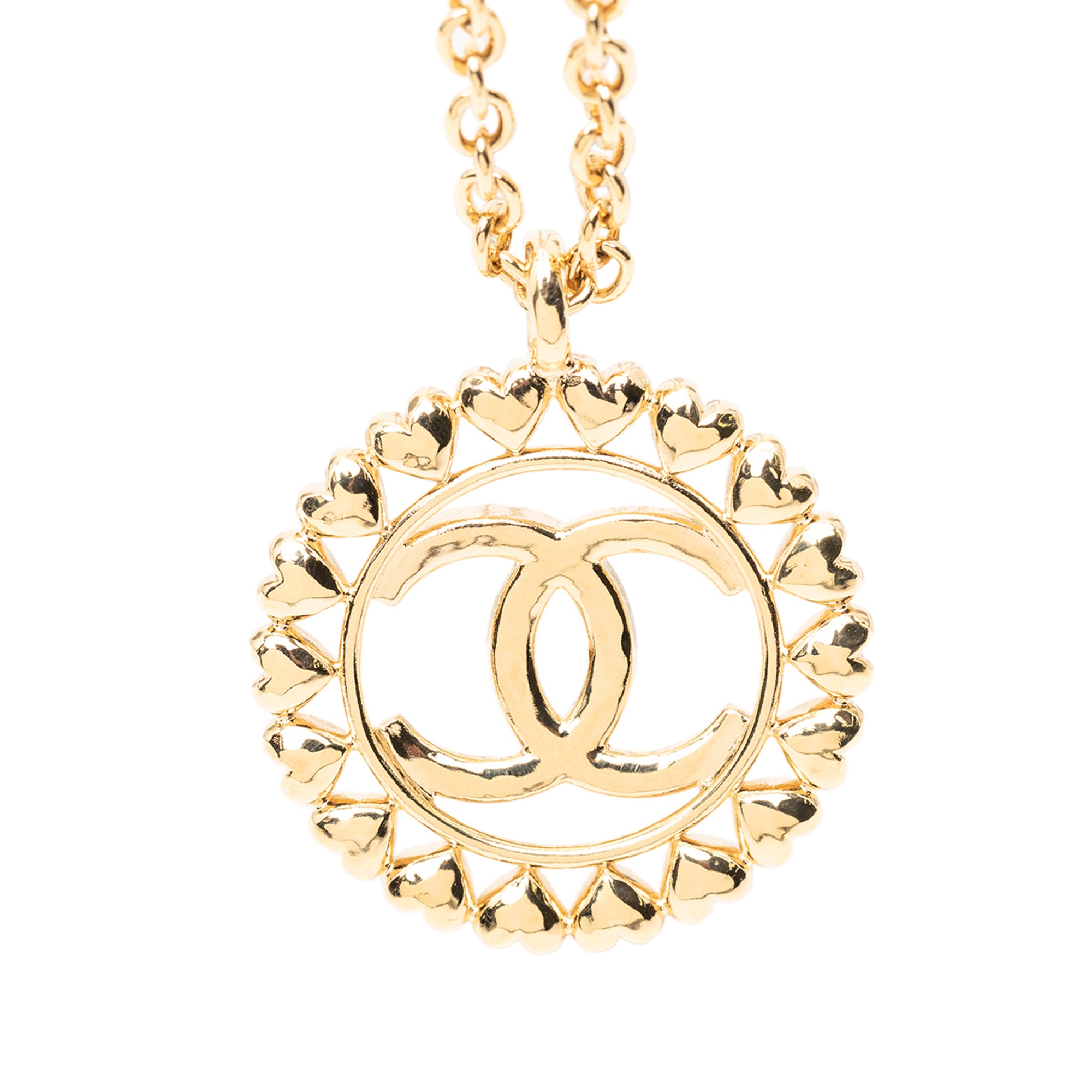 Gold Plated CC Medallion Heart Pendant Necklace - Image 3