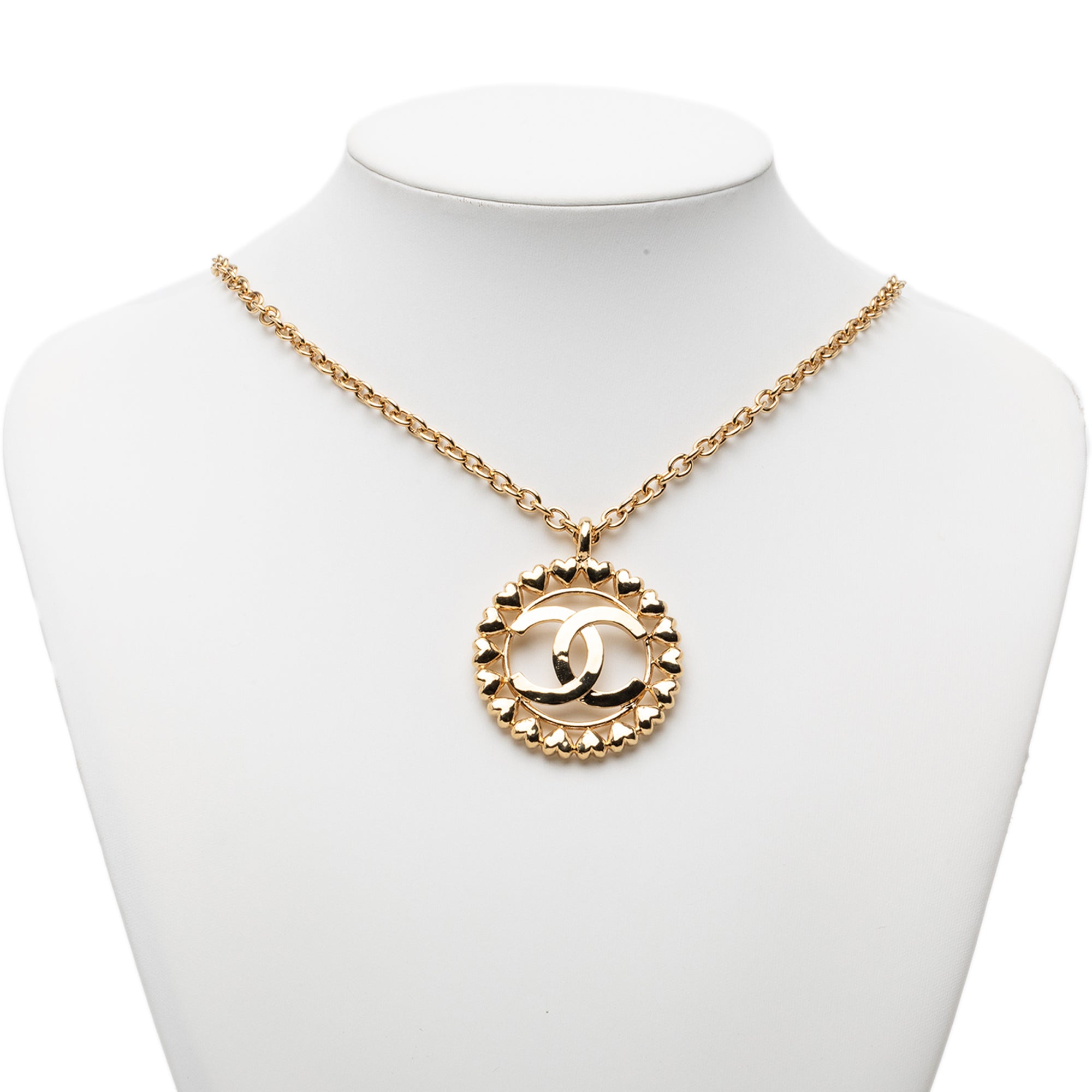 Gold Plated CC Medallion Heart Pendant Necklace - Image 5